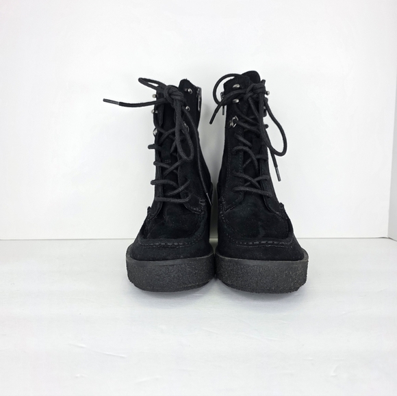 Zodiac Womens Talula Ankle Boots Faux Suede Chunky Wedge Heel Zip Size 6.5 Black - Picture 8 of 15